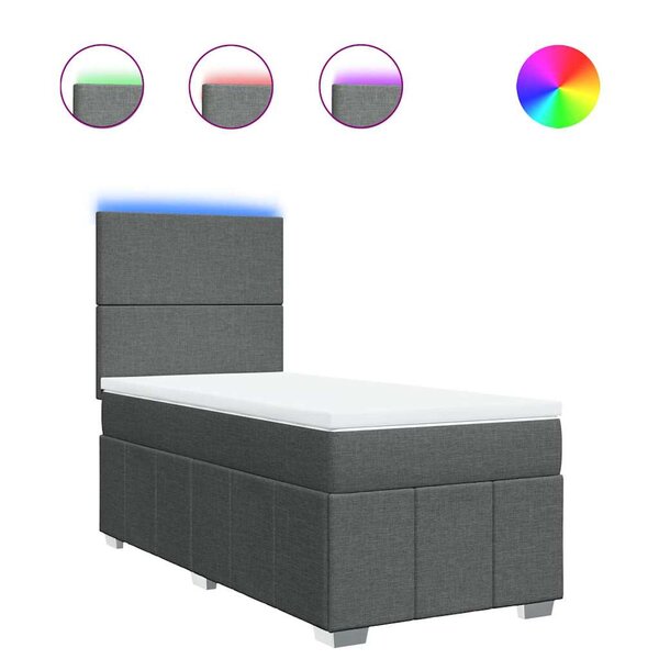 vidaXL Sommier à lattes de lit avec matelas Gris foncé 80x200 cm Tissu