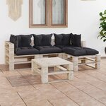 vidaXL Salon palette de jardin 5 Pièces avec coussins bois de pin