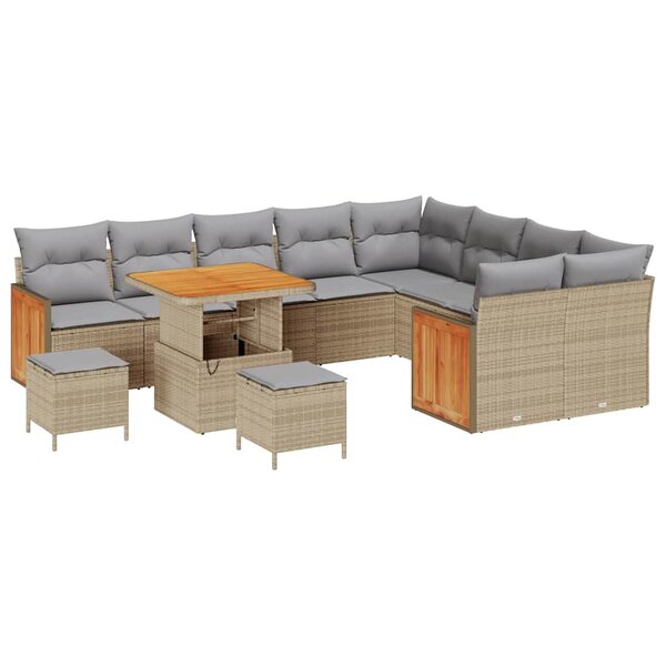vidaXL Ensemble de canapé de jardin 13 Pièces Beige et Gris clair