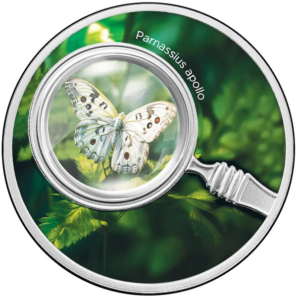 Pièce de monnaie en Argent 500 Francs g 17.50 Millésime 2024 Butterflies PARNASSIUS APOLLO