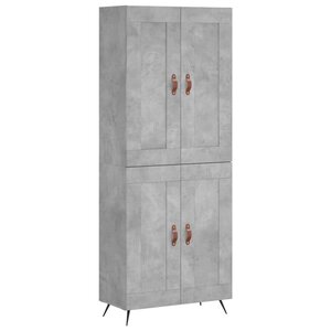 vidaXL Buffet haut Gris béton 69 5x34x180 cm Bois d'ingénierie