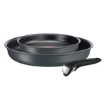 TEFAL L6859002 Set 2 poeles 22/28 cm INGENIO PERFORMANCE Anti-adhésif + poignée - Made in France - Gris charbon
