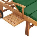 vidaXL Chaise longue avec coussin Bois de teck solide Vert