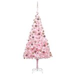 vidaXL Arbre de Noël artificiel pré-éclairé et boules rose 240 cm PVC