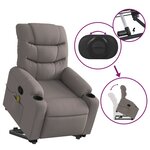 vidaXL Fauteuil inclinable de massage Taupe Tissu