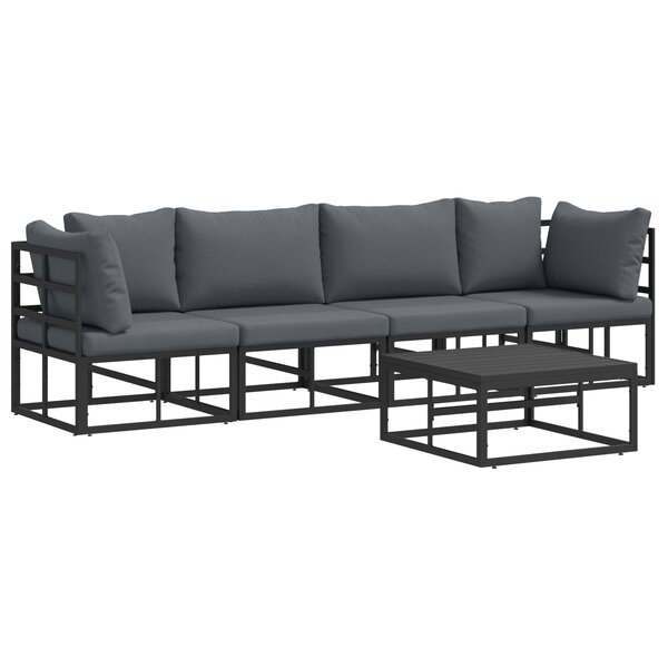 vidaXL Ensemble de canapé de jardin 5 Pièces Noir 70 x 70 x 32 cm