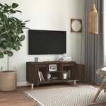 vidaXL Meuble TV avec pieds en bois solide Chêne fumé 103 5x35x50 cm