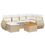 vidaXL Salon de jardin avec coussins 7 Pièces beige résine tressée