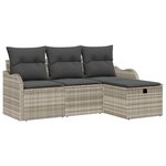 Ensemble de Canapés de Jardin 4 Pièces vidaXL avec Coussins Gris Clair en Rotin Poly