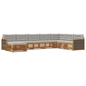 vidaXL Ensemble de canapés d'extérieur 8 Pièces Naturel et gris clair
