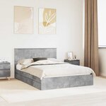 vidaXL Lit de Rangement Gris béton 135 x 190 cm Bois d'ingénierie