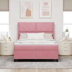 lit box spring vidaXL avec matelas rose 140x190 cm en velours