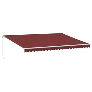 vidaXL Auvent manuel rétractable avec LED bordeaux 500x350 cm