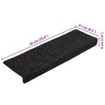 vidaXL Tapis de marches d'escalier 5 Pièces Noir 65x21x4 cm Aiguilleté