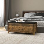 vidaXL Boîte de rangement et coussin Chêne fumé 105x40x45 cm Aggloméré