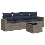 vidaXL Salon de jardin 5 Pièces avec coussins gris résine tressée