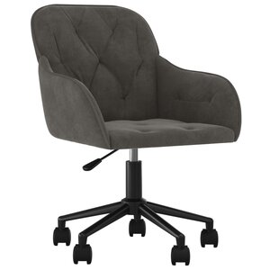Chaise fauteuil siège pivotante de bureau informatique étude foncé velours gris 02_0024133