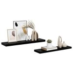 vidaXL Étagère murale flottante 2 Pièces Noir brillant 90x23 5x3 8 cm MDF