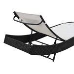 vidaXL Chaise longue avec oreiller Résine tressée Noir