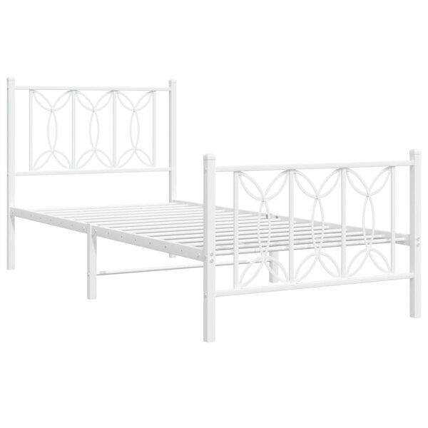 vidaXL Cadre de lit métal avec tête de lit/pied de lit blanc 90x190 cm