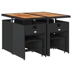 vidaXL Ensemble à manger de jardin 9Pièces coussins noir résine tressée