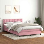 vidaXL Sommier à lattes de lit avec matelas et LED rose 140x210 cm velours