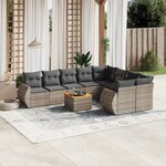 vidaXL Salon de jardin avec coussins 10 Pièces gris résine tressée