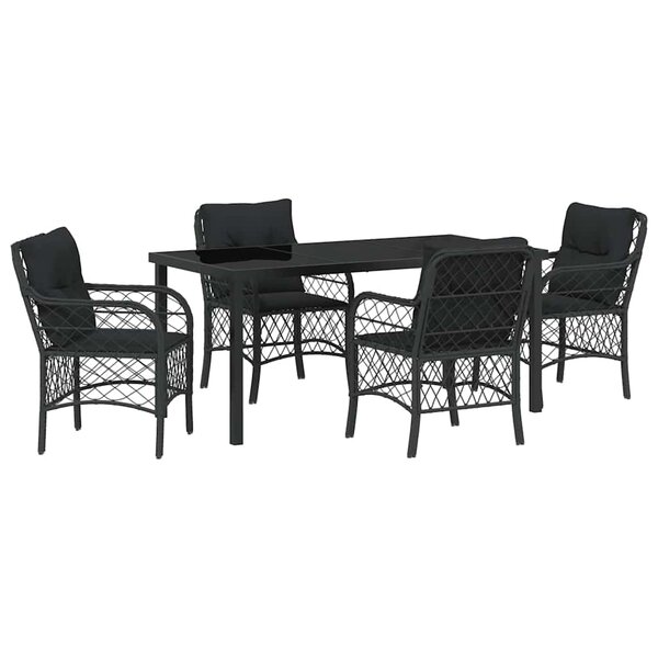 vidaXL Ensemble de salle à manger pour jardin 5 Pièces Noir Poly rotin