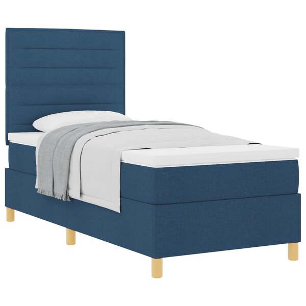 vidaXL Lit à ressorts avec matelas Bleu 100 x 200 cm tissu