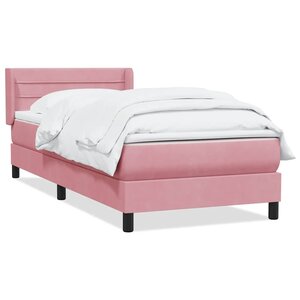 vidaXL Sommier à lattes de lit avec matelas rose 80x220 cm velours