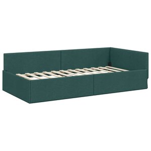vidaXL Cadre de lit d'angle Vert foncé 100 cm x 200 cm tissu