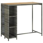 vidaXL Meuble de bar de jardin 5 Pièces et coussins Résine tressée Gris