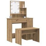 vidaXL Ensemble de coiffeuse avec LED chêne artisanal bois ingénierie