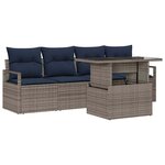 vidaXL Ensemble de canapé de jardin avec stockage 5 Pièces Gris polyrotin