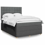 vidaXL Sommier à lattes de lit avec matelas Gris foncé 140x190cm Tissu
