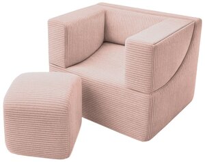 Fauteuil pliant enfant rose clair (velours côtelé)