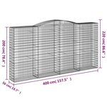 vidaXL Paniers à gabions arqués 7 Pièces 400x50x200/220 cm Fer galvanisé