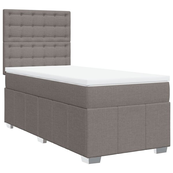 vidaXL Sommier à lattes de lit avec matelas Taupe 100x200 cm Tissu