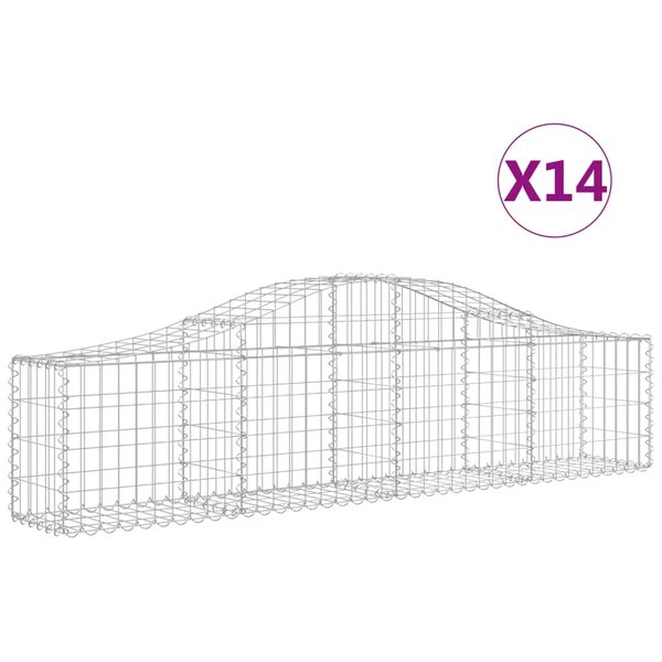 vidaXL Paniers à gabions arqués 14 Pièces 200x30x40/60 cm Fer galvanisé