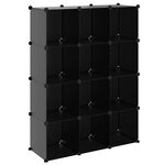 vidaXL Cubes de rangement 12 Pièces Noir PP