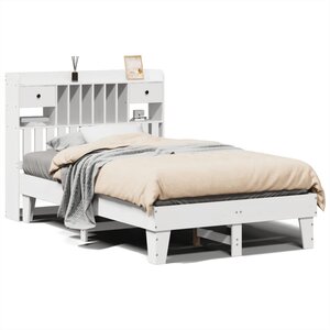vidaXL Cadre de lit sans matelas blanc 135x190 cm bois de pin massif
