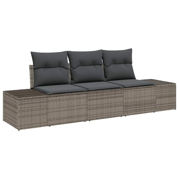 vidaXL Ensemble de canapé de jardin 3 Pièces Gris Poly rotin