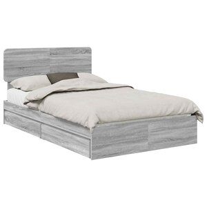 vidaXL Lit de Rangement Gris Sonoma 120 x 190 cm Bois d'ingénierie
