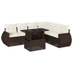 vidaXL Salon de jardin avec coussins 7 Pièces marron résine tressée