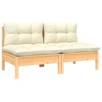 vidaXL Canapé 2 places de jardin et coussins crème Bois de pin solide