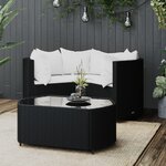 vidaXL Salon de jardin 4 Pièces avec coussins Noir Résine tressée