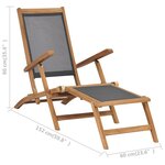 vidaXL Chaise de terrasse avec repose-pied Bois de teck solide Noir