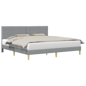 vidaXL Cadre de lit avec tête de lit Gris clair 200 x 200 cm Tissu