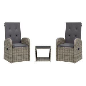 vidaXL Ensemble à manger de jardin 3 Pièces coussins gris résine tressée