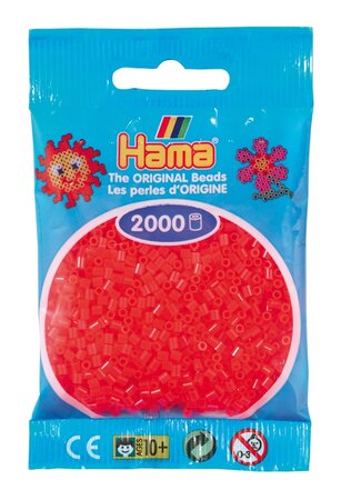 2 000 perles mini (petites perles Ø2 5 mm) rouge néon